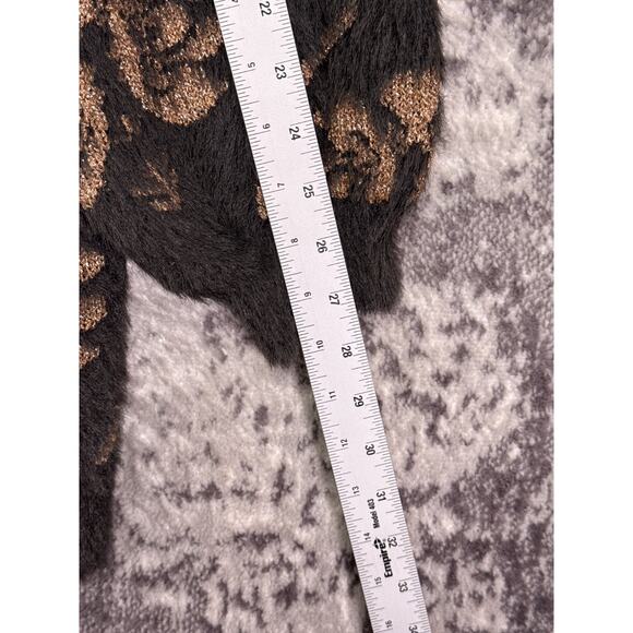 Anthropologie Sweater OS One Size Women Maeve Brown Gold Metallic Fuzzy Cardigan - Picture 5 of 8